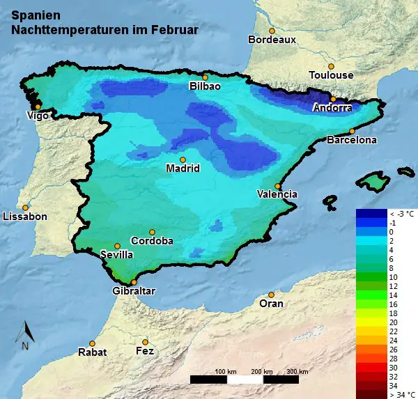 Spanien Wetter und Klima im Februar Temperatur, Regen & Schnee